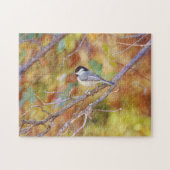 Kleine Chickadee Bird im Herbst Bäume Ristorante d Puzzle (Horizontal)