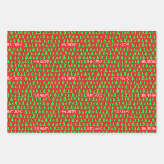 KLEINE CHRISTMAS BÄUME GESCHENKPAPIER SET (Vorderseite 3)