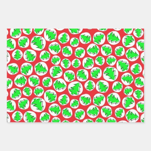 KLEINE CHRISTMAS BÄUME GESCHENKPAPIER SET (Vorderseite)