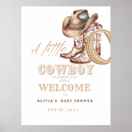 Kleine Cowboy Baby Dusche Begrüßungszeichen Poster