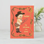 Kleine Cowboy-Babydusche Brünett Einladung (Stehend Vorderseite)