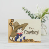 Kleine Cowboy-Babydusche Einladung (Stehend Vorderseite)