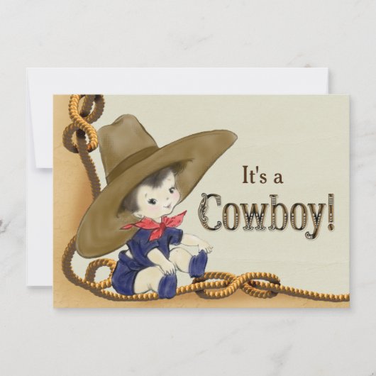 Kleine Cowboy-Babydusche Einladung (Vorderseite)
