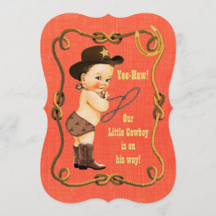 Kleine Cowboy-Babydusche Einladung