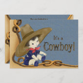 Kleine Cowboy-Babydusche Einladung (Vorne/Hinten)