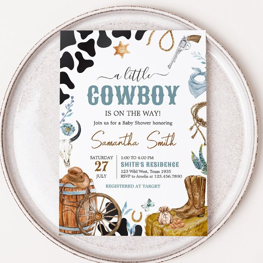 Kleine Cowboy-Babydusche Einladung