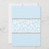 Kleine Cowboy-Babydusche Einladung blau & braun (Rückseite)