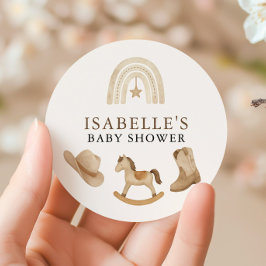 Kleine Cowboy-Babydusche Runder Aufkleber