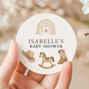 Kleine Cowboy-Babydusche Runder Aufkleber
