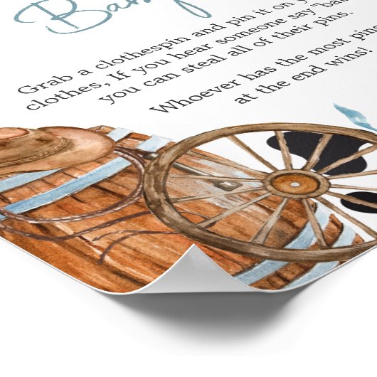 Kleine Cowboy-Babydusche Sage kein Baby Poster (Ecke)