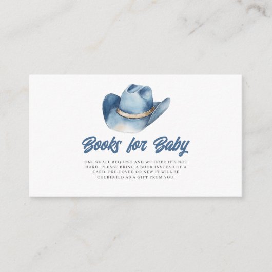 Kleine Cowboy Blue Books für Babydusche Begleitkarte (Vorderseite)