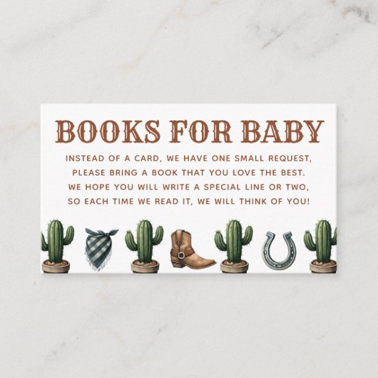 Kleine Cowboy-Bücher für Babydusche Begleitkarte (Vorderseite)