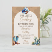 Kleine Cowboy-Geburtstagsparty Einladung (Stehend Vorderseite)