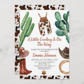 Kleine Cowboy Kuh Print Baby Dusche Einladung (Vorne/Hinten)
