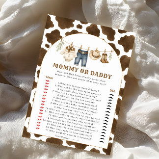 Kleine Cowboy-Mommy- oder Daddy-Baby-Shower-Spiel