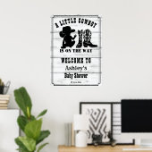 Kleine Cowboy-rustikale schwarz-weiße Babydusche Poster (Heimbüro)