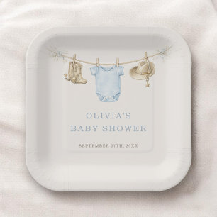 Kleine Cowboy-Wäscheleine-Baby-Shower-Party Pappteller