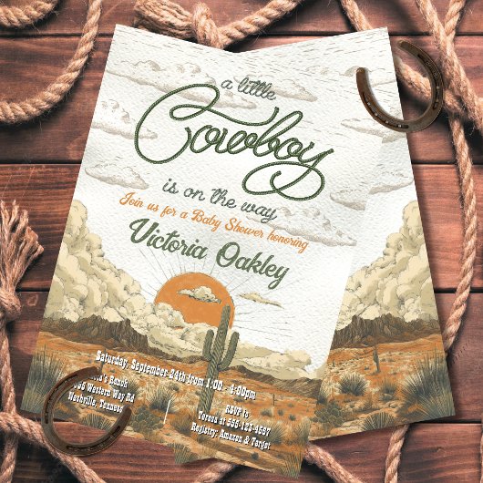 Kleine Cowboy-Western-Kinderdusche Einladung