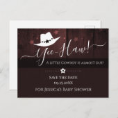 Kleine Cowboy-Western-Kinderdusche Save the Date Postkarte (Vorne/Hinten)