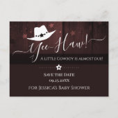 Kleine Cowboy-Western-Kinderdusche Save the Date Postkarte (Vorderseite)