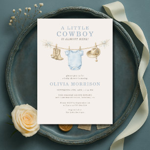 Kleine Cowboy-Wild-West-Wäscheleine-Baby-Party Einladung
