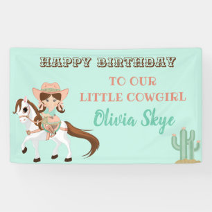 Kleine Cowgirl auf Pferd Mädchen Western Geburtsta Banner