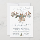 Kleine Cowgirl Baby Clothesline Babydusche Einladung (Vorderseite)