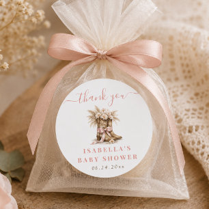Kleine Cowgirl-Baby-Party Elegant Danke Runder Aufkleber