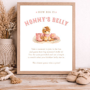 Kleine Cowgirl-Baby-Party Wie groß ist Mamas Bauch Poster