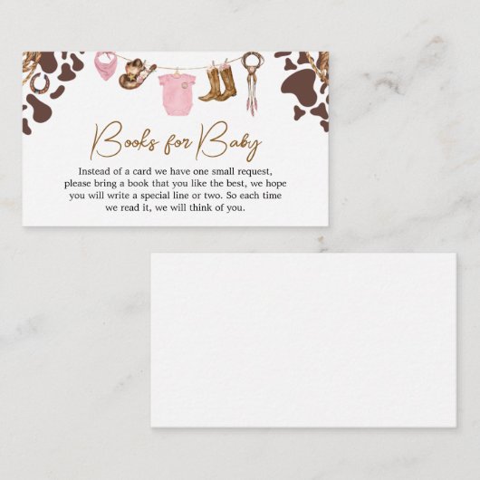 Kleine Cowgirl Baby Shower Books für Baby Begleitkarte (Vorne/Hinten)