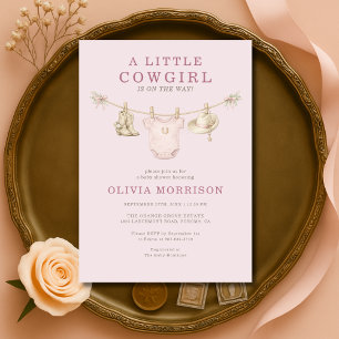 Kleine Cowgirl Blush Rosa Mädchen Baby Shower Einladung