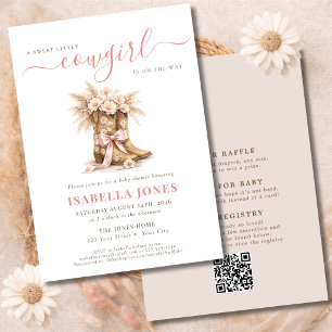 Kleine Cowgirl Floral Girl Baby Shower Alles in Ei Einladung