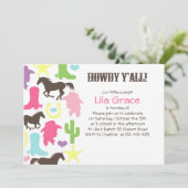 Kleine Cowgirl-Geburtstags-Party Einladung (Stehend Vorderseite)