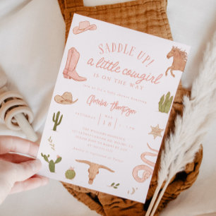 Kleine Cowgirl Girl Babydusche Einladung