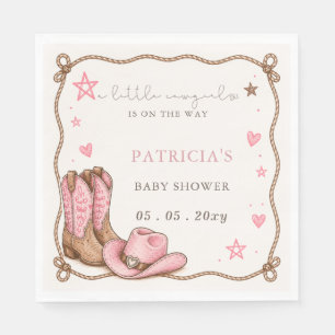 Kleine Cowgirl ist auf dem Weg Mädchen Baby Shower Serviette