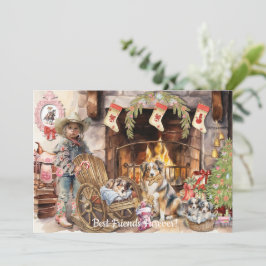 Kleine Cowgirl mit ihrer BFFurever Holiday Card Feiertagskarte