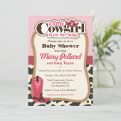 Kleine Cowgirl Moderne Girl Baby Dusche Einladung (Stehend Vorderseite)