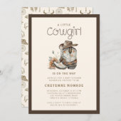 Kleine Cowgirl Moderne Western Babydusche Einladung (Vorne/Hinten)
