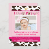 Kleine Cowgirl-Party Einladung (Vorne/Hinten)