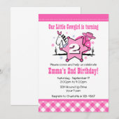 Kleine Cowgirl Party Einladung 2. Geburtstag (Vorne/Hinten)