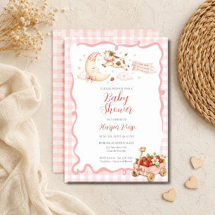 Kleine Cowgirl Pink Gingham Baby Shower Einladung