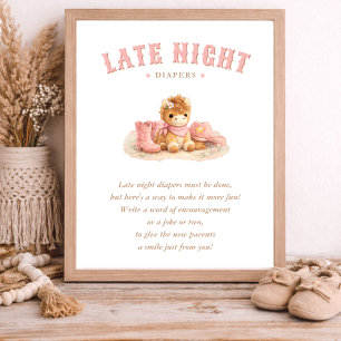 Kleine Cowgirl Rosa Babyparty Windeln für die spät Poster