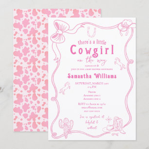 Kleine Cowgirl Rosa Mädchen Baby-Party Einladung