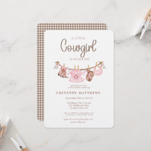 Kleine Cowgirl Rosa Wäscheleine Baby Shower Einladung