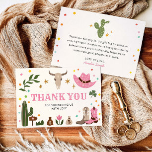 Kleine Cowgirl Rosa Western-Baby-Shower-Dankeschön Dankeskarte