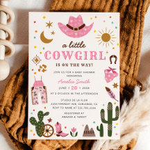 Kleine Cowgirl Rosa Western-Baby-Shower-Einladung