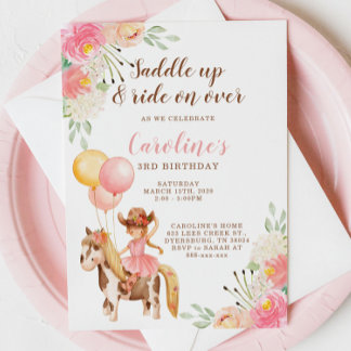 Kleine Cowgirl Saddle Up Birthday Einladung