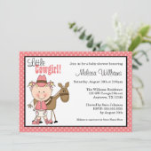 Kleine Cowgirl-Tupfen-Babyparty-Einladungen Einladung (Stehend Vorderseite)