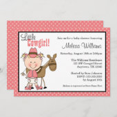 Kleine Cowgirl-Tupfen-Babyparty-Einladungen Einladung (Vorne/Hinten)