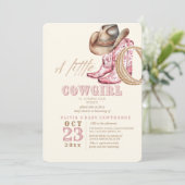 Kleine Cowgirl Western Baby Girl Dusche Rosa Einladung (Stehend Vorderseite)